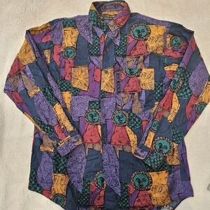 Vintage Colours by Alexander Julian Abstract Patches Shirt Mens Size M